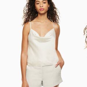 Wilfred Cream Satin Cowl Neck Top